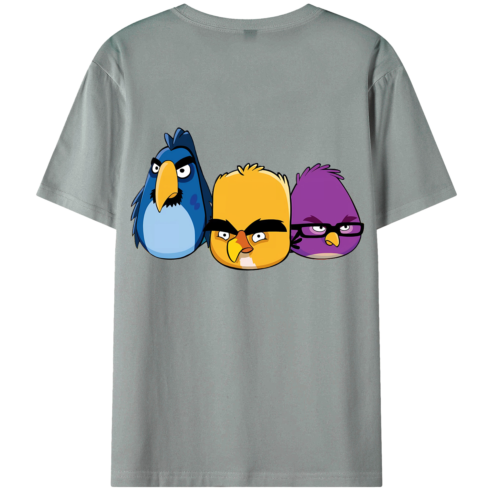 （画像用） Angry Birds アングリーバード 綿100％ メンズ半袖Tシャツ（バックプリント） 通気性